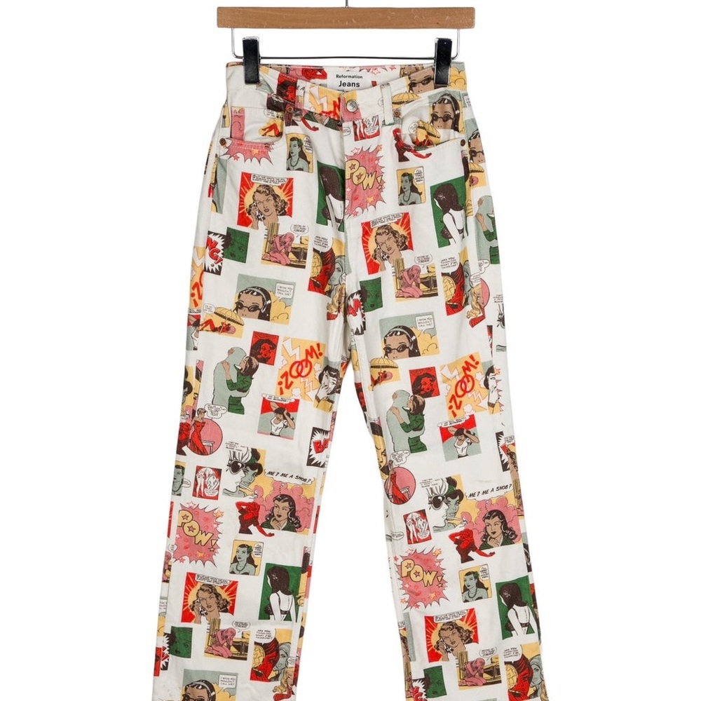 Reformation Comic Print Straight Leg Jeans - Picture 2 of 3